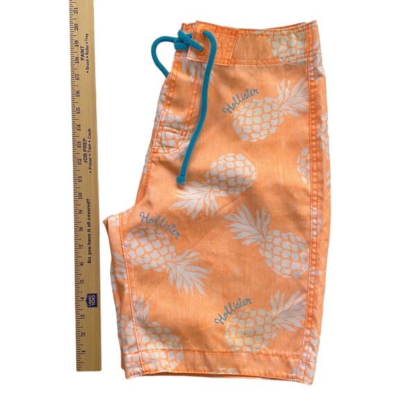 Hollister Mens Medium Neon Orange Pineapple Bermuda Board Shorts Swim Trunks - Picture 12 of 12